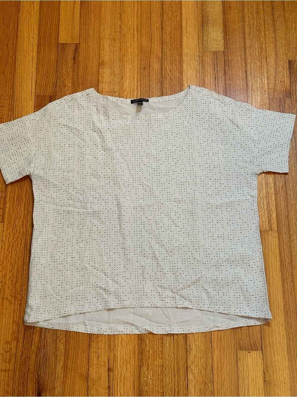 Eileen Fisher Morse Code Tencel Viscose Crepe Tee size XS/TP (j6)